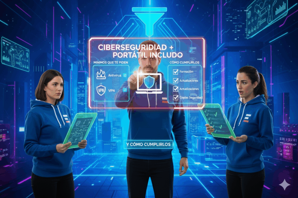 Ciberseguridad + portátil incluido: mínimos que te piden (y cómo cumplirlos)